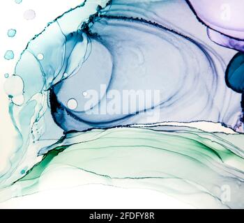 Abstract alcohol ink art drawing background fragment composition Stock Photo