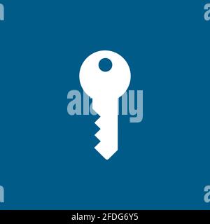 Key Icon On Blue Background. Blue Flat Style Vector Illustration. Stock Vector