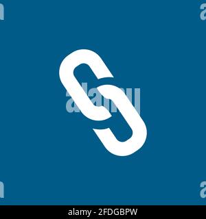 Link Icon On Blue Background. Blue Flat Style Vector Illustration. Stock Vector