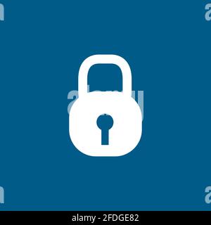 Lock Icon On Blue Background. Blue Flat Style Vector Illustration. Stock Vector