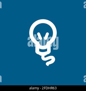 Light Bulb Icon On Blue Background. Blue Flat Style Vector Illustration. Stock Vector