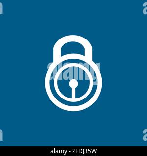 Lock Icon On Blue Background. Blue Flat Style Vector Illustration. Stock Vector