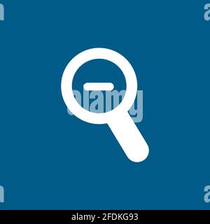 Magnifying Glass Minus Icon On Blue Background. Blue Flat Style Vector Illustration. Stock Vector