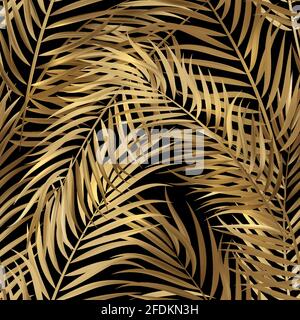 Tropical palm leaves, jungle leaves seamless vector floral pattern background Stock Vector