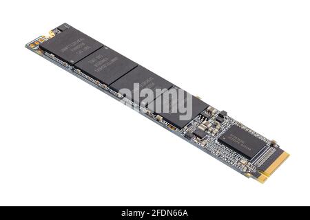 Non-Volatile Memory Next Generation Form Factor solid state drive 2280 3Dnand Single-Level Cell drive stick isolated on white background Stock Photo
