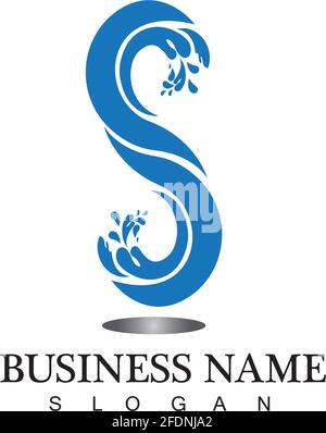 S letter water splash logo design template Stock Vector