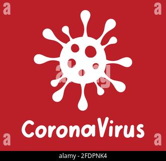 Coronavirus hand lettering. Covid-19 hand drawn on red background. Vector print illustration. Stock Vector