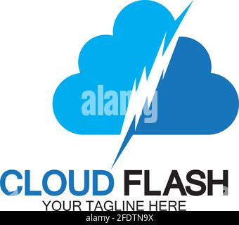 Cloud flash vector logo icon design template-vector Stock Vector