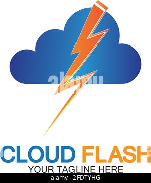 Cloud flash vector logo icon design template-vector Stock Vector