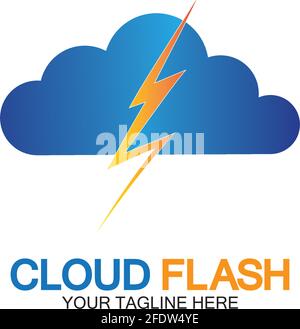 Cloud flash vector logo icon design template-vector Stock Vector