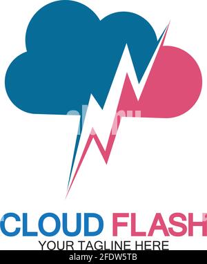 Cloud flash vector logo icon design template-vector Stock Vector