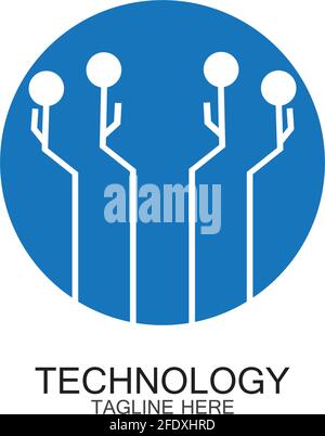 circuit technology logo vector template-vector Stock Vector