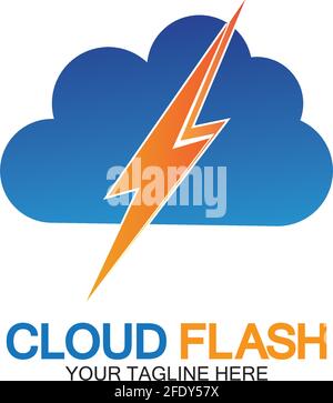 Cloud flash vector logo icon design template-vector Stock Vector