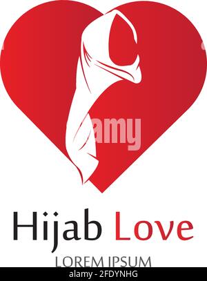 Hijab Love logo vector icon design template-vector Stock Vector