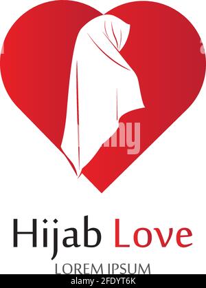 Hijab Love logo vector icon design template-vector Stock Vector