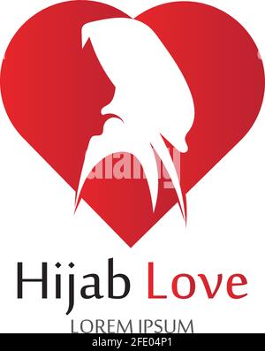 Hijab Love logo vector icon design template-vector Stock Vector
