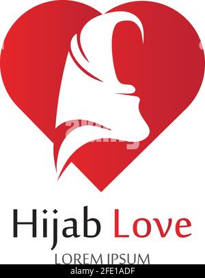 Hijab Love logo vector icon design template-vector Stock Vector