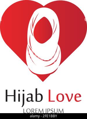 Hijab Love logo vector icon design template-vector Stock Vector