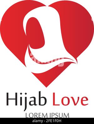 Hijab Love logo vector icon design template-vector Stock Vector