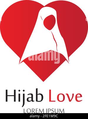Hijab Love logo vector icon design template-vector Stock Vector
