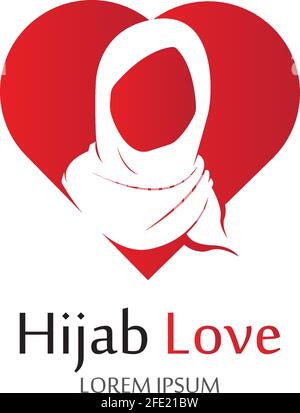 Hijab Love logo vector icon design template-vector Stock Vector