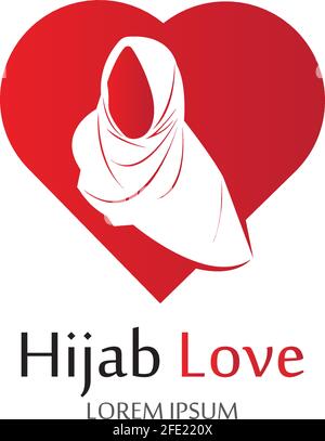 Hijab Love logo vector icon design template-vector Stock Vector