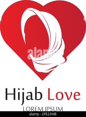 Hijab Love logo vector icon design template-vector Stock Vector