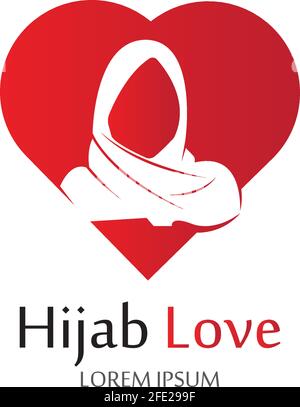 Hijab Love logo vector icon design template-vector Stock Vector
