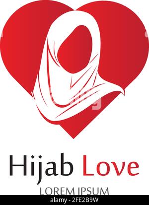 Hijab Love logo vector icon design template-vector Stock Vector