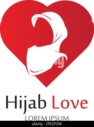 Hijab Love logo vector icon design template-vector Stock Vector