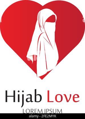 Hijab Love logo vector icon design template-vector Stock Vector