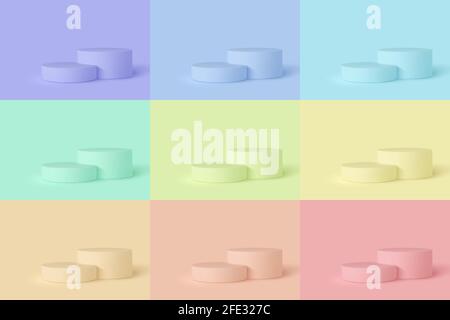 Set of 3d podium scenes. Stock Vector