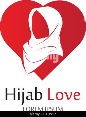 Hijab Love logo vector icon design template-vector Stock Vector