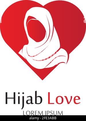 Hijab Love logo vector icon design template-vector Stock Vector