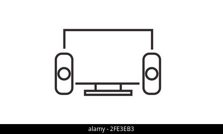 Screen with sound device icon.  Vector isolated illustration of a screen with a sound system Stock Vector