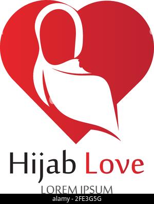 Hijab Love logo vector icon design template-vector Stock Vector