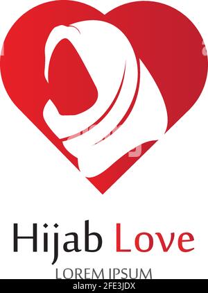 Hijab Love logo vector icon design template-vector Stock Vector