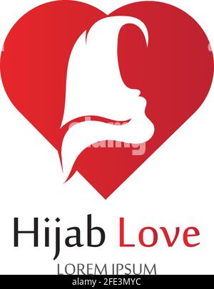 Hijab Love logo vector icon design template-vector Stock Vector
