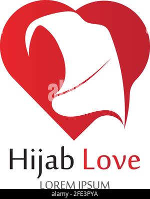 Hijab Love logo vector icon design template-vector Stock Vector