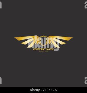 winged shield gold logo design symbol vector illustration-vector Stock Vector