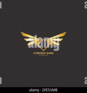 winged shield gold logo design symbol vector illustration-vector Stock Vector