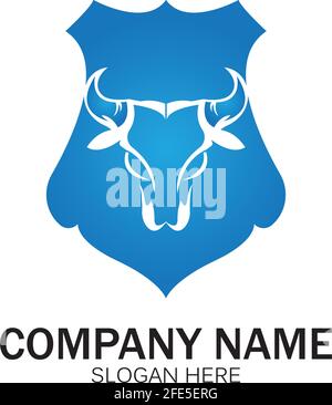 creative angry shield bull head logo design symbol vector illustration-vector Stock Vector