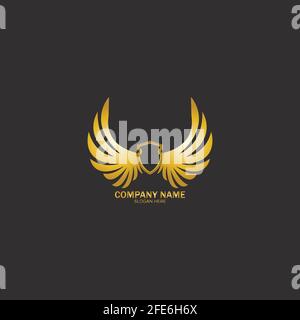 winged shield gold logo design symbol vector illustration-vector Stock Vector