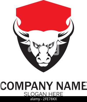 creative angry shield bull head logo design symbol vector illustration-vector Stock Vector