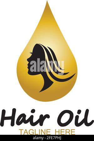 hair oil essential logo with drop oil and hair logo symbol-vector Stock Vector