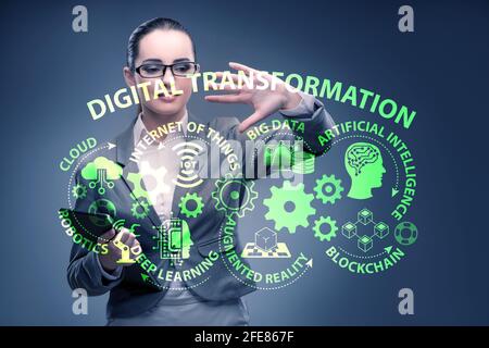 Businessman in the digital transformation concept Stock Photo