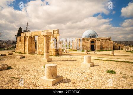 monumental gateway of Umayyad Palace on Citadel Hill in Amman, Jordan Stock Photo