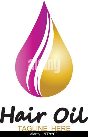hair oil essential logo with drop oil and hair logo symbol-vector Stock Vector