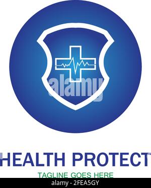 health protection with shield logo design vector template for medical or insurance company-vector Stock Vector