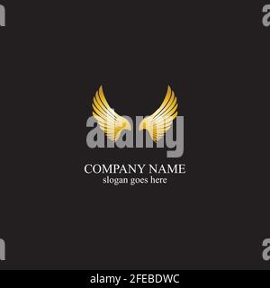 wings gold logo vector illustration template-vector Stock Vector